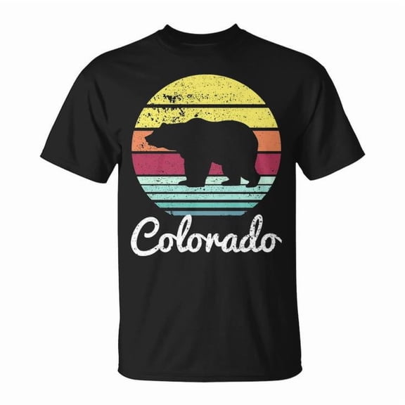 Vintage Retro Colorado Wildlife Bear Graphic Tee Unisex Adult Cotton Outdoor Adventure Nature Hiking Shirt, Size XL, Color Black