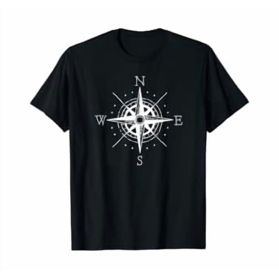 Vintage Retro Compass North South East West Sailing T Shirt