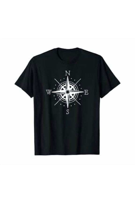 Vintage Retro Compass North South East West Sailing T Shirt