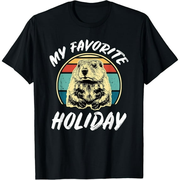 Vintage Retro Cute Groundhog Holiday | Mens & Womens T-Shirt Shirts