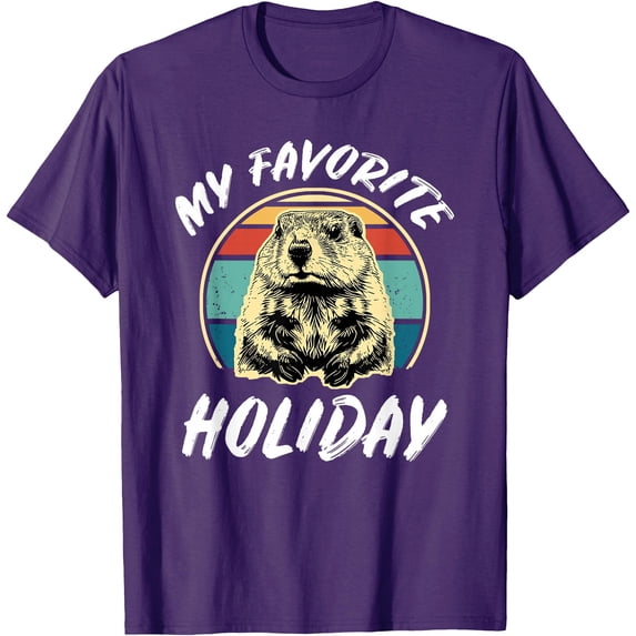 Vintage Retro Cute Groundhog Holiday Softstyle Unisex T-Shirt,Purple Color,Size 4T