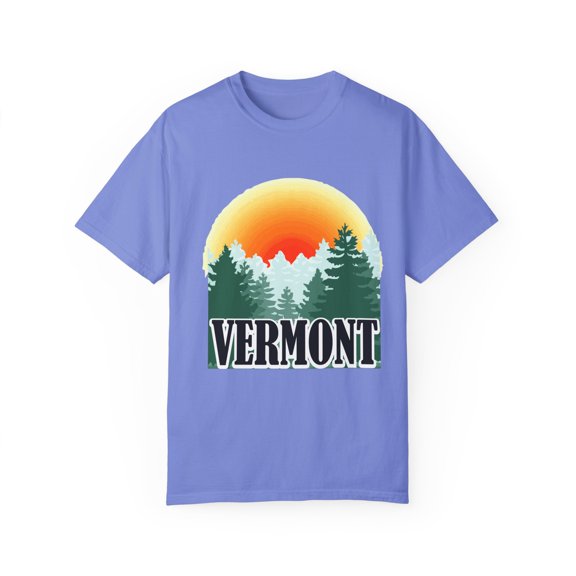 Vintage Retro Design Youth Graphic Gift Cool Vermont Style States Clothing Jersey Men Women Unisex Garment-Dyed T-shirt