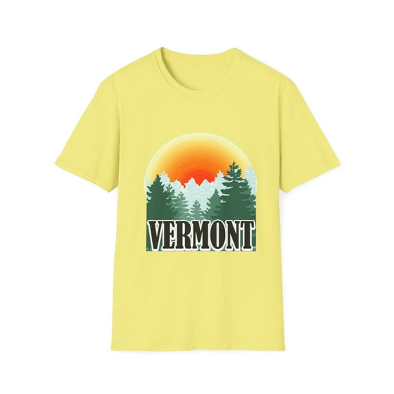 Vintage Retro Design Youth Graphic Gift Cool Vermont Style States Clothing Jersey Men Women Unisex Softstyle T-Shirt