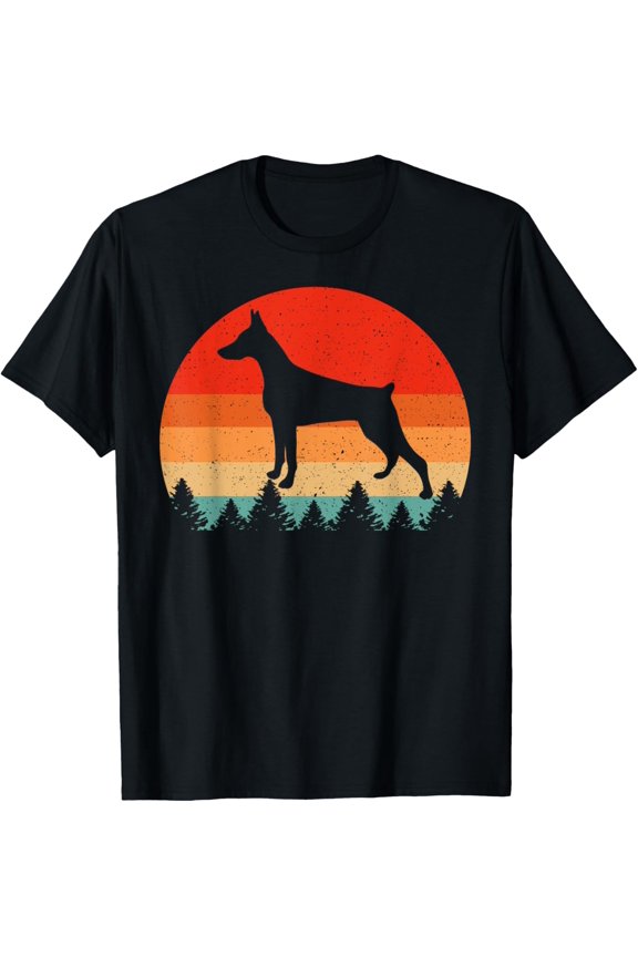Vintage Retro Dobermann Dog Lover Dobermann T-Shirt men and women can wear, black, white, gifts