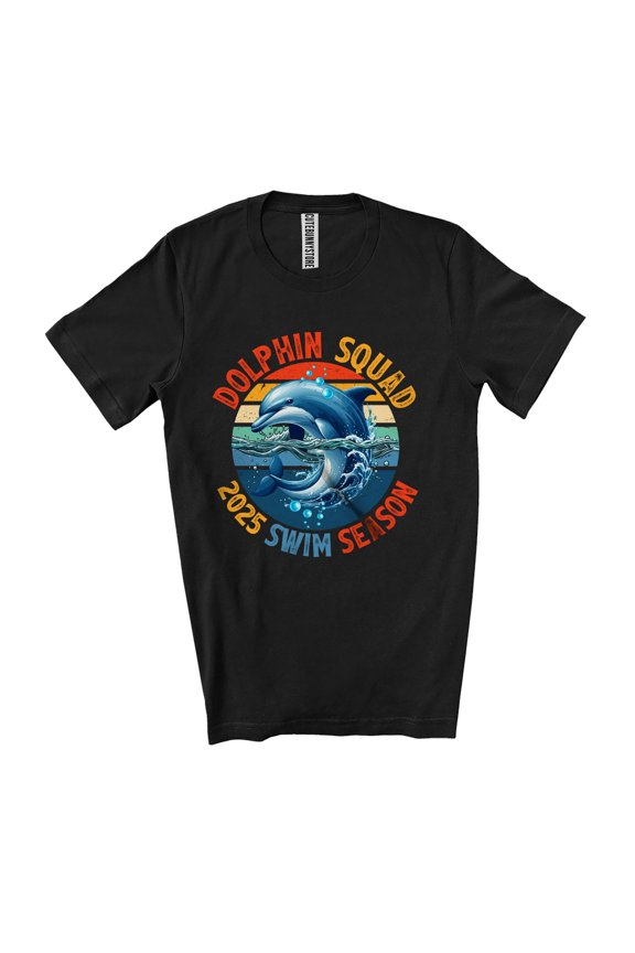 Vintage Retro Dolphin Squad 2025 Swim Season; Joyful Summer Vacation Sea Animal Swimming Unisex T-Shirt