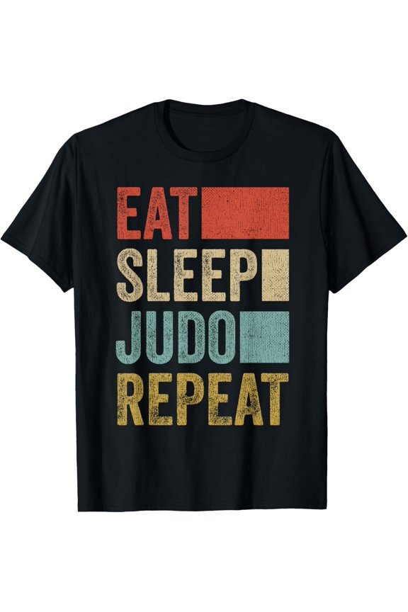 Vintage Retro Eat Sleep Judo Repeat Men Boys Kids Judo T-Shirt