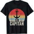 thumbnail image 1 of Vintage Retro El Capitan Captain Anchor Boat Sail T-Shirt mens t shirt，black，women，funny，misfits，men，journey，t-shirt, 1 of 4