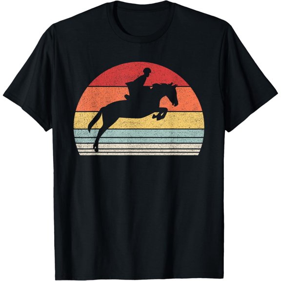 Vintage Retro English Riding Hunter Jumper Boy Riding Horse T-Shirt