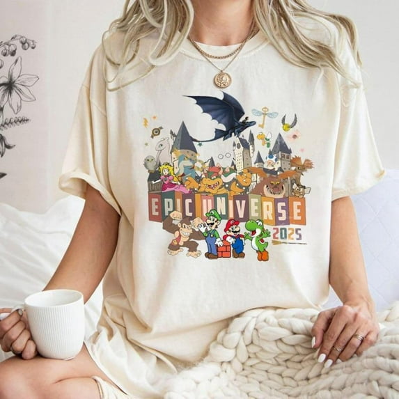 Vintage Retro Epic Universe Studios T-Shirt, Orlando Universe 2025 Tee , Universe Family Matching Tees,Sand Color,Size M