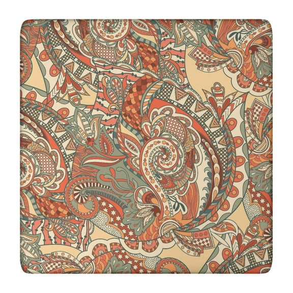 Vintage Retro Ethnic Floral Elastic Fitted Tablecloth - Secure Windproof Square Table Cover for Parties & Events