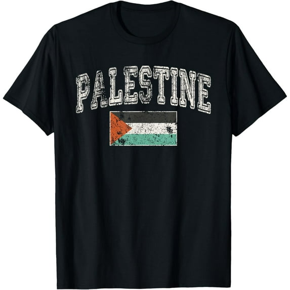 Vintage Retro Faded Palestine Flag Palestinian Pride T-Shirt