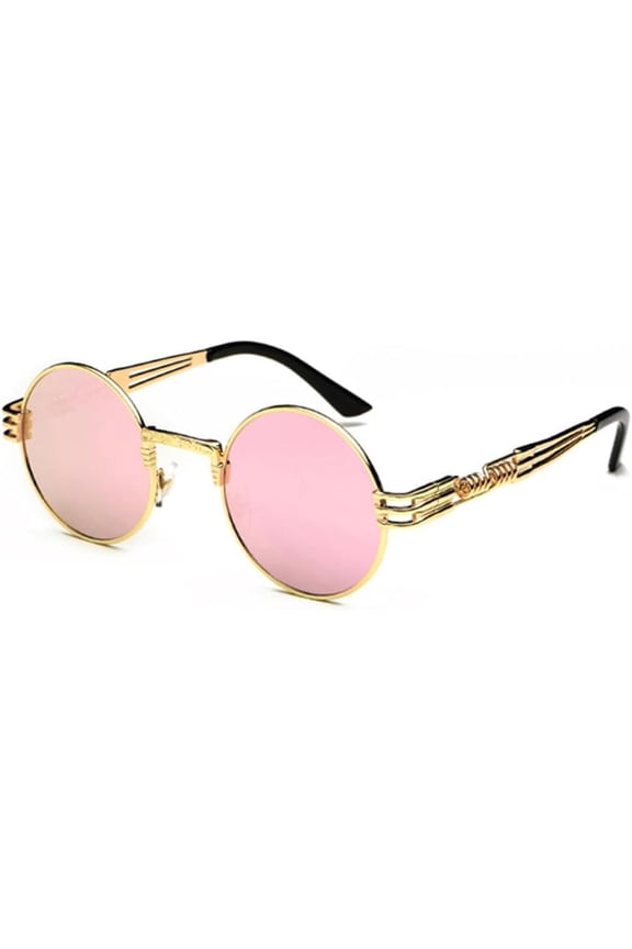 Vintage Retro Gothic Steampunk Mirror Sunglasses Gold And Black Sun Glasses Vintage Round Circle Men