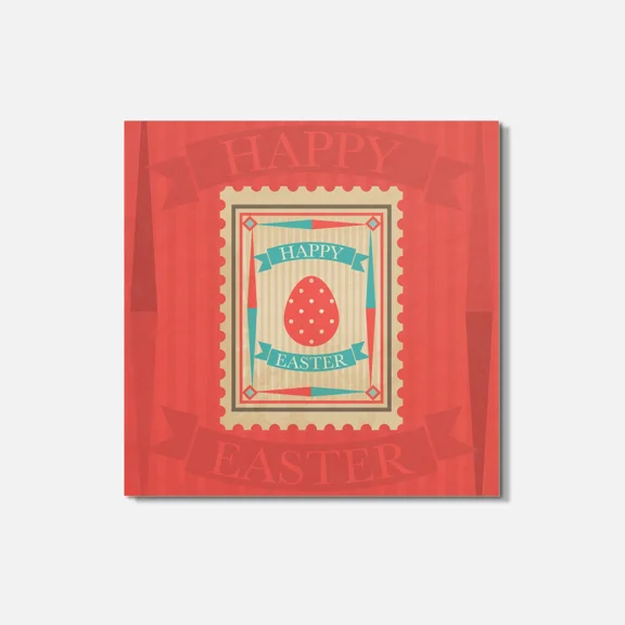 Vintage Retro Happy Easter Egg Mail Postage 4'' X 4'' Square Wooden Coaster