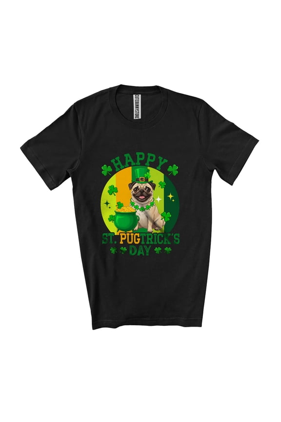 Vintage Retro Happy St. Pugtrick's Day; St. Patrick's Day Pug Shamrock Unisex T-Shirt
