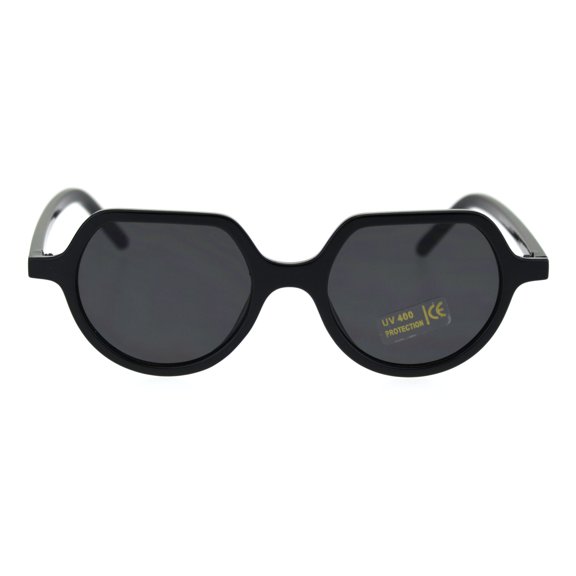 Vintage Retro Hippie Round Thin Plastic Horn Pimp Sunglasses All Black