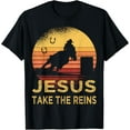 thumbnail image 1 of Vintage Retro Horse Barrel Racing Jesus take the reins Rodeo T-Shirt, 1 of 4