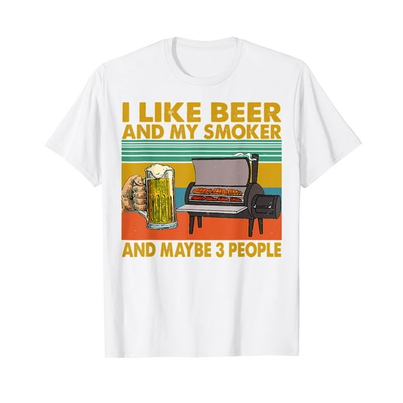 Vintage Retro I Like Beer My Smoker Funny Beer Lover Gifts White T-Shirt