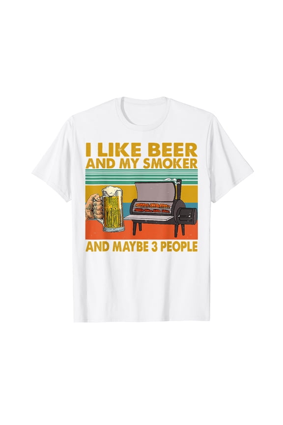 Vintage Retro I Like Beer My Smoker Funny Beer Lover Gifts White T-Shirt