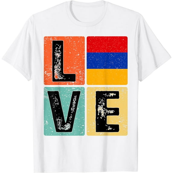 Vintage Retro I Love Armenia Flag for Armenian Pride Gift T-Shirt