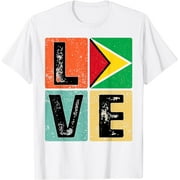 Vintage Retro I Love Guyana Flag for Guyanese Pride Gift T-Shirt