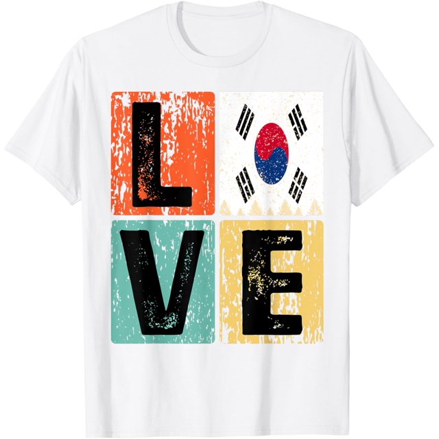 Vintage Retro I Love South Korea Flag for South Korean Pride TShirt