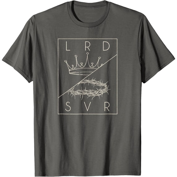 Vintage Retro Jesus Christian Lord & Savior Crown Unisex T-Shirt for Men Women Kids,Charcoal Color,Size 2XL