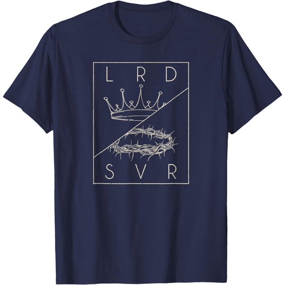 Vintage Retro Jesus Christian Lord & Savior Crown Unisex T-Shirt for Men Women Kids,Navy Color,Size YXL