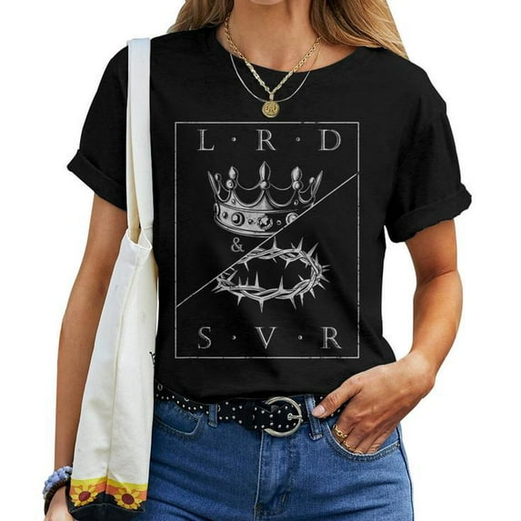 Vintage Retro Jesus Lord & Savior Christian T-Shirt for Women, Faith-Based Graphic Tee, Religious Inspirational Shirt, Bold Christian Message Top