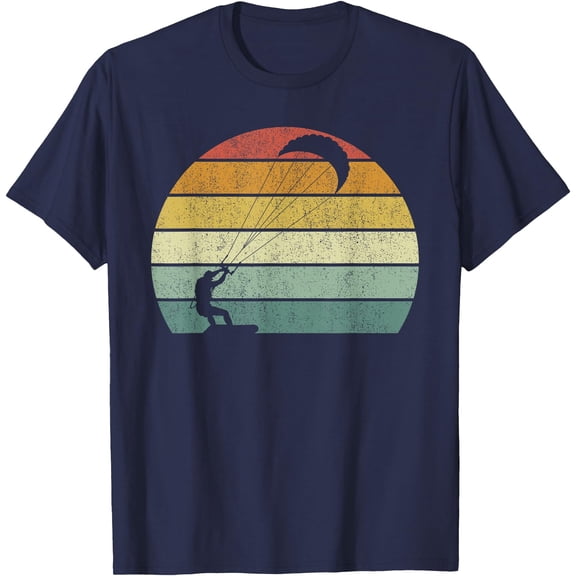 Vintage Retro Kiteboarding Shirt Kitesurfing Kitesurf Gift Unisex T-Shirt for Men Women Kids Toddler,Navy Color,Size M