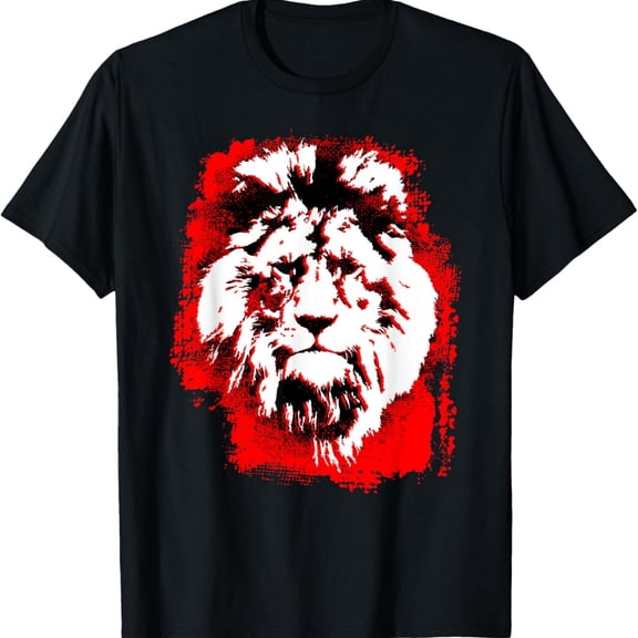 Vintage Retro Lion Face Animal Printed Birthday Gift T-Shirt