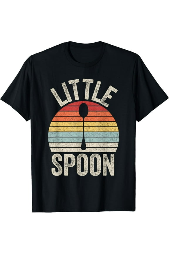 Vintage Retro Little Spoon Funny Matching Family Couple T-Shirt men and women can wear, black, white, gifts