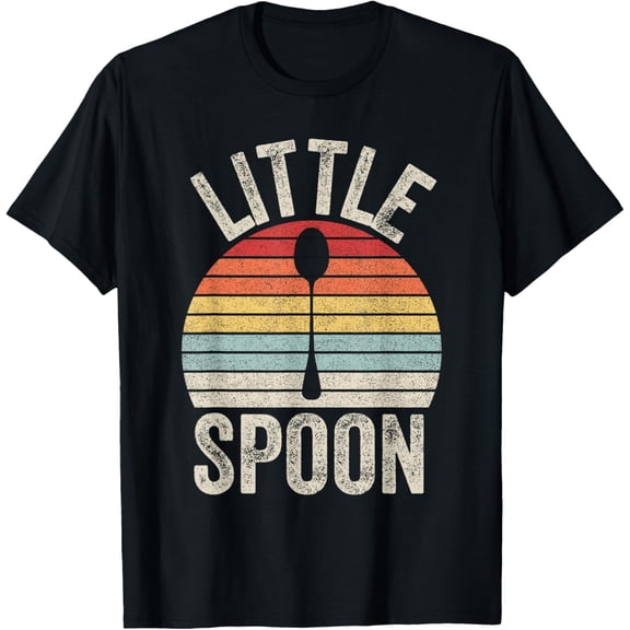 Vintage Retro Little Spoon Funny Matching Family Couple T-Shirt men and women can wear, black, white, gifts