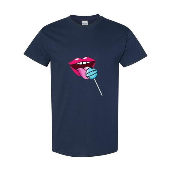 Vintage Retro Lollipop Lips A Sweet Candy Pop Art Themed Graphic Unisex T-Shirt, up to size 5XL