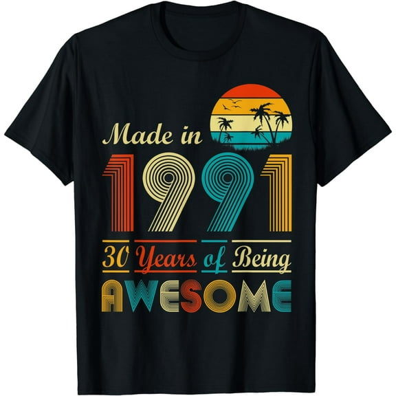 Vintage Retro Made in 1991 30th Birthday 30 years old Gifts T-Shirt
