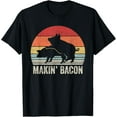 thumbnail image 1 of Vintage Retro Makin' Bacon Pork Bacon T-ShirtMen and women can wear, black T-shirts, gifts. Age: M,L，XL 2XL, 3XL, 1285XL, 1 of 4