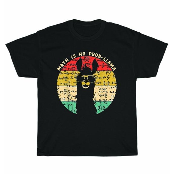 Vintage Retro Math is No Prob-Llama Math Llama Teacher School T-Shirt Unisex NEW