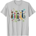 thumbnail image 1 of Vintage Retro Mid-Century Modern Look Cats 50s 60s Style Unisex T-Shirt for Men Women Kids Toddler,Ice Grey Color,Size M, 1 of 5