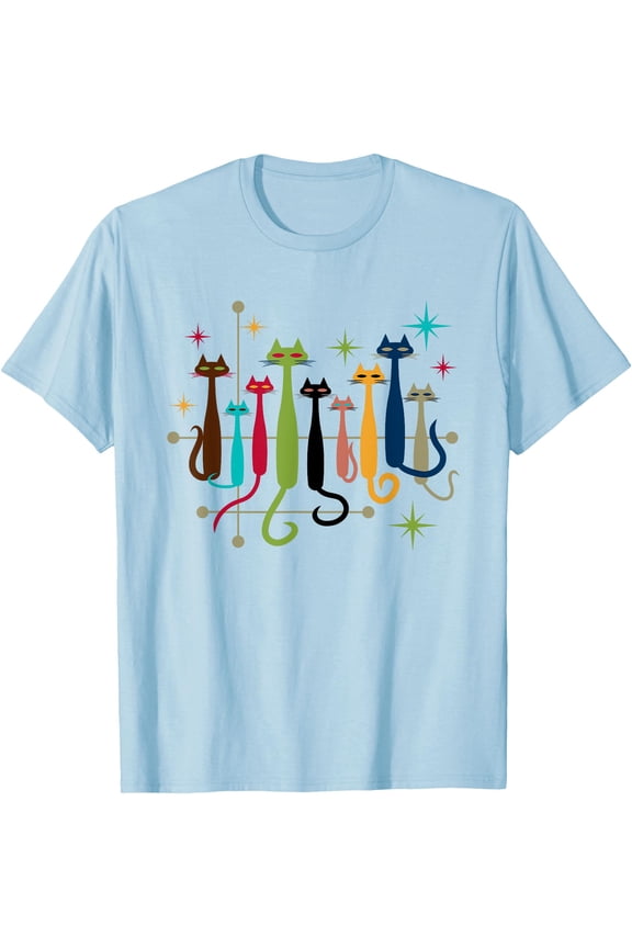 Vintage Retro Mid-Century Modern Look Cats 50s 60s Style Unisex T-Shirt for Men Women Kids Toddler