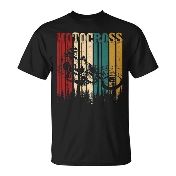 Vintage Retro Motocross Dirt Bike Graphic Tee Unisex Adult Cotton Casual Racing T-Shirt for Motocross Riders and Motorcycle Enthusiasts, Size 4XL, Color Black