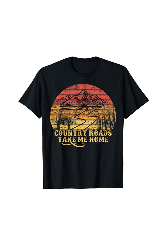 Vintage Retro Music Fans Tee Country Roads Take Me Home T-Shirt