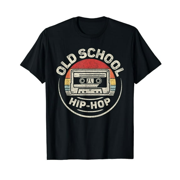 Vintage Retro Old School Hip Hop 80s 90s Cassette Music Black T-Shirt