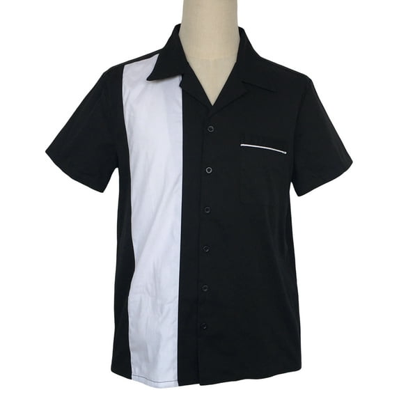 Vintage Retro Panels Hipster Bowling Shirts For Men