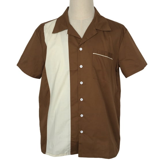 Vintage Retro Panels Hipster Bowling Shirts For Men