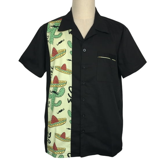 Vintage Retro Panels Hipster Bowling Shirts For Men