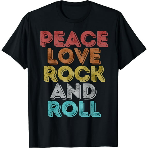 Vintage Retro Peace Love Rock and Roll T-Shirt