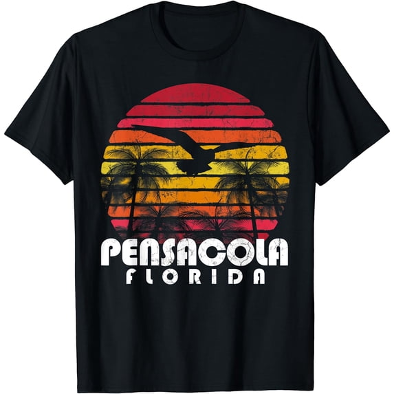 Vintage Retro Pensacola FL Florida Sunset Distressed Style T-Shirt