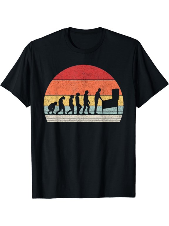 Vintage Retro Pinball Evolution T-Shirtmen and women can wear, black, white, gifts.S,M,L,XL,2XL,3XL,2527XL