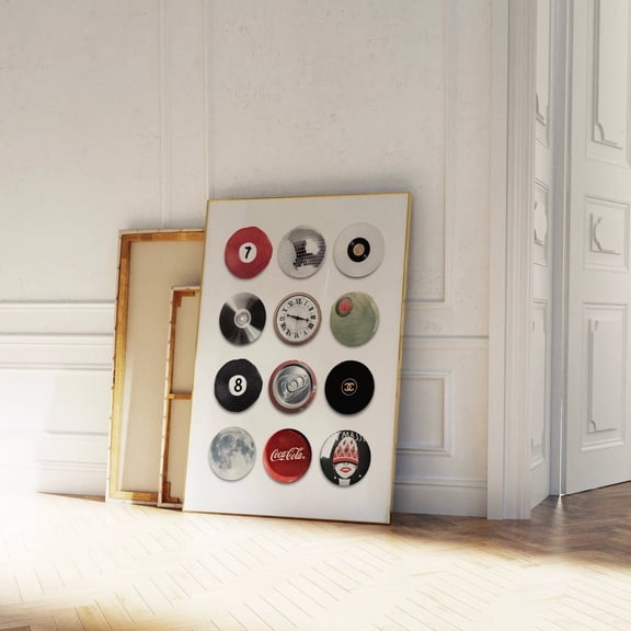 Vintage Retro Print, Round Things Poster, 8 Ball Poster, Lucky 7, Funky Aesthetic Print For Apartment Wall Art, Modern Wall Decor, 12x18 UNFRAMED