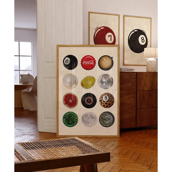 Vintage Retro Print, Trendy Wall Art, Retro Collage Wall Art, Trendy Dorm Decor, 8 Ball Print Poster , Poster Print Only