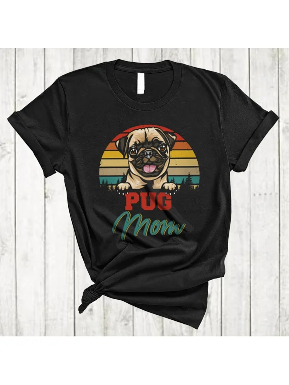 Vintage Retro Pug Mom Cool Cute Mother's Day Pug Dog Lover Family Gifts T-Shirt